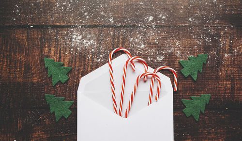 Directly above shot of gift box on table