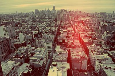 High angle view of city street