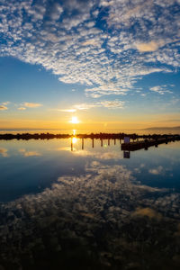 Beautiful sunset light over lake balaton of hungary