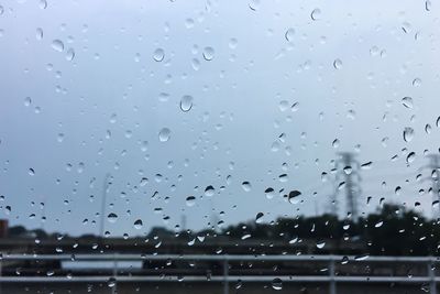 Close-up of water drops on glass