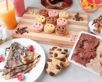 High angle view of food on table