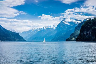 Scenic view of lake against mountains