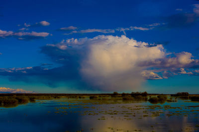 Scenic view of lake against sky