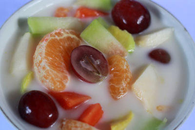 High angle view of breakfast served in plate