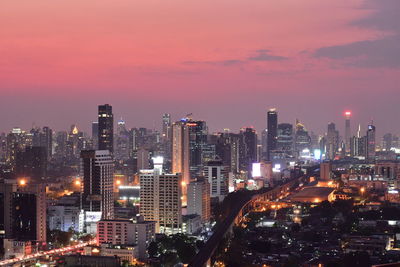 Illuminated city at night