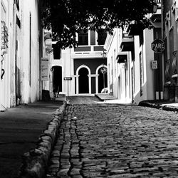 Narrow alley along buildings