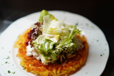 Close-up of meal served in plate