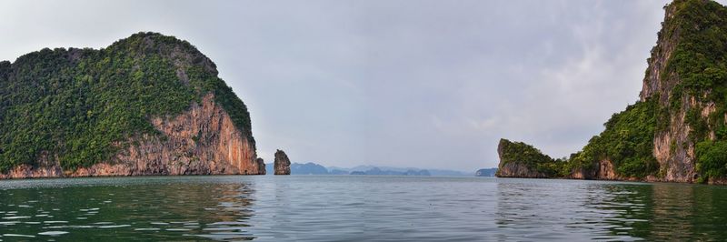 Island ocean tropical forest views near phi phi, ko rang yai, ko li pe phuket thailand asia.