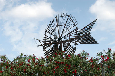 A wind wheel or windmill in the island of mallorca, spain