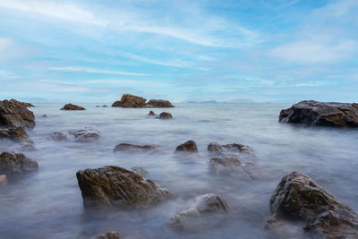 Beautiful tropical beach sea and sand in andaman sea thailand.