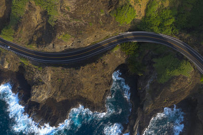 High angle view of mountain road