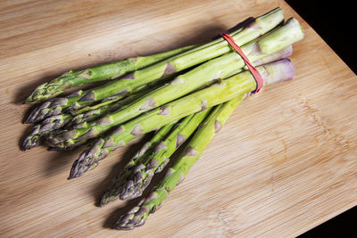 High angle view of chopped vegetables on cutting board