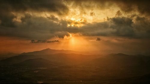 Scenic view of landscape against cloudy sky