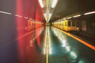 Subway train at night