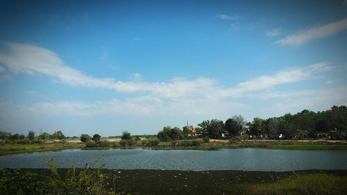 Scenic view of lake against sky