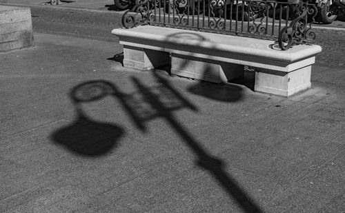 Close-up of shadow on tiled floor