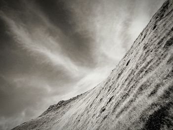 Scenic view of mountains against cloudy sky