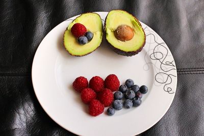 High angle view of dessert in plate on table