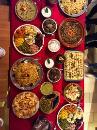 High angle view of food on table