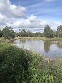 Scenic view of lake against sky