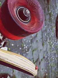 Close-up of red object on wall