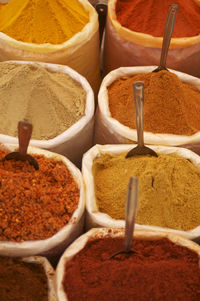 Variety of spices for sale at store
