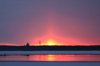 Scenic view of dramatic sky during sunset