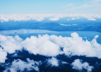 Scenic view of sea against cloudy sky