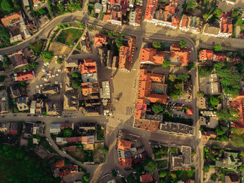 High angle view of street in city