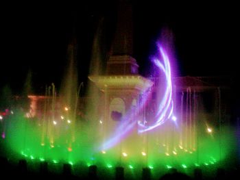 Close-up of illuminated stage at night