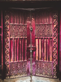 Closed door of building