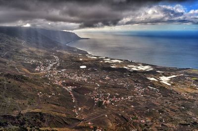 Scenic view of sea against cloudy sky