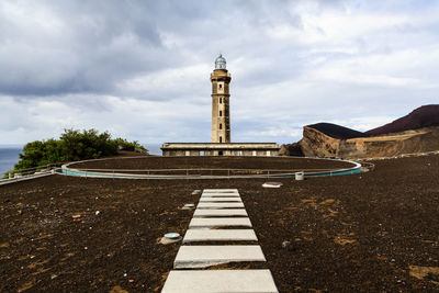 View of lighthouse against cloudy sky