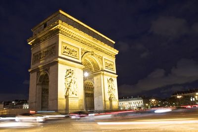 Illuminated building at night