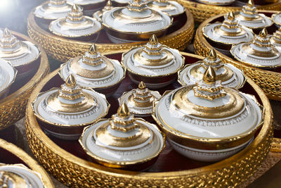 Traditional hand painted thai porcelain set.decoration in wedding ceremony of thai tradition.