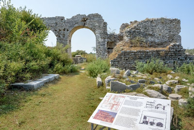 View of old ruins against clear sky