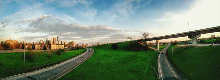 Road passing through city