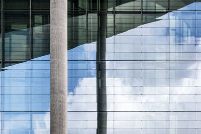 Low angle view of glass building in city