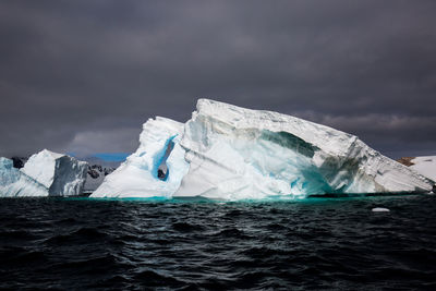 Scenic view of frozen sea against sky