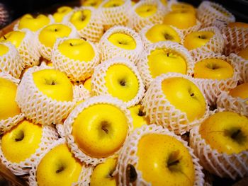 High angle view of apples for sale at market