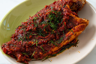 Close-up of food in plate