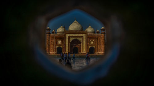 Historic building seen through hole