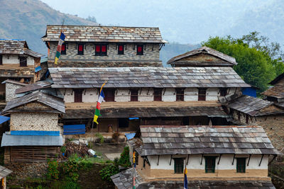 Low angle view of old building against sky