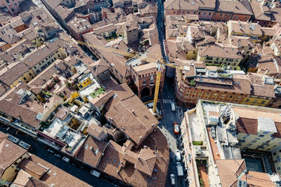 High angle view of buildings in city