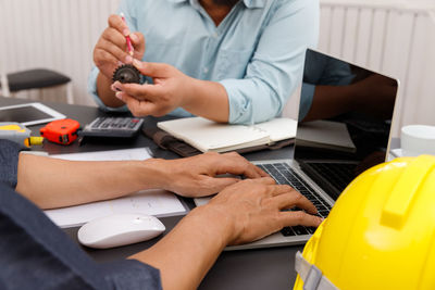 People working on table