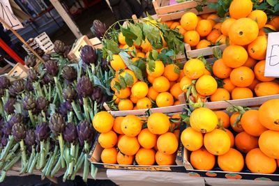 Various fruits for sale at market stall