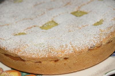 High angle view of cake on table