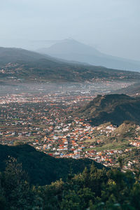 High angle view of townscape against sky