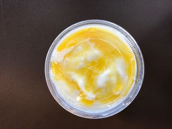 Directly above shot of drink on table