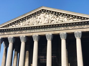 Low angle view of building against clear sky